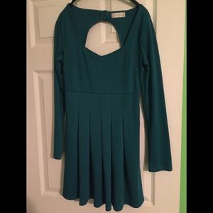 Pleated, teal Altar’d State mid-length dress